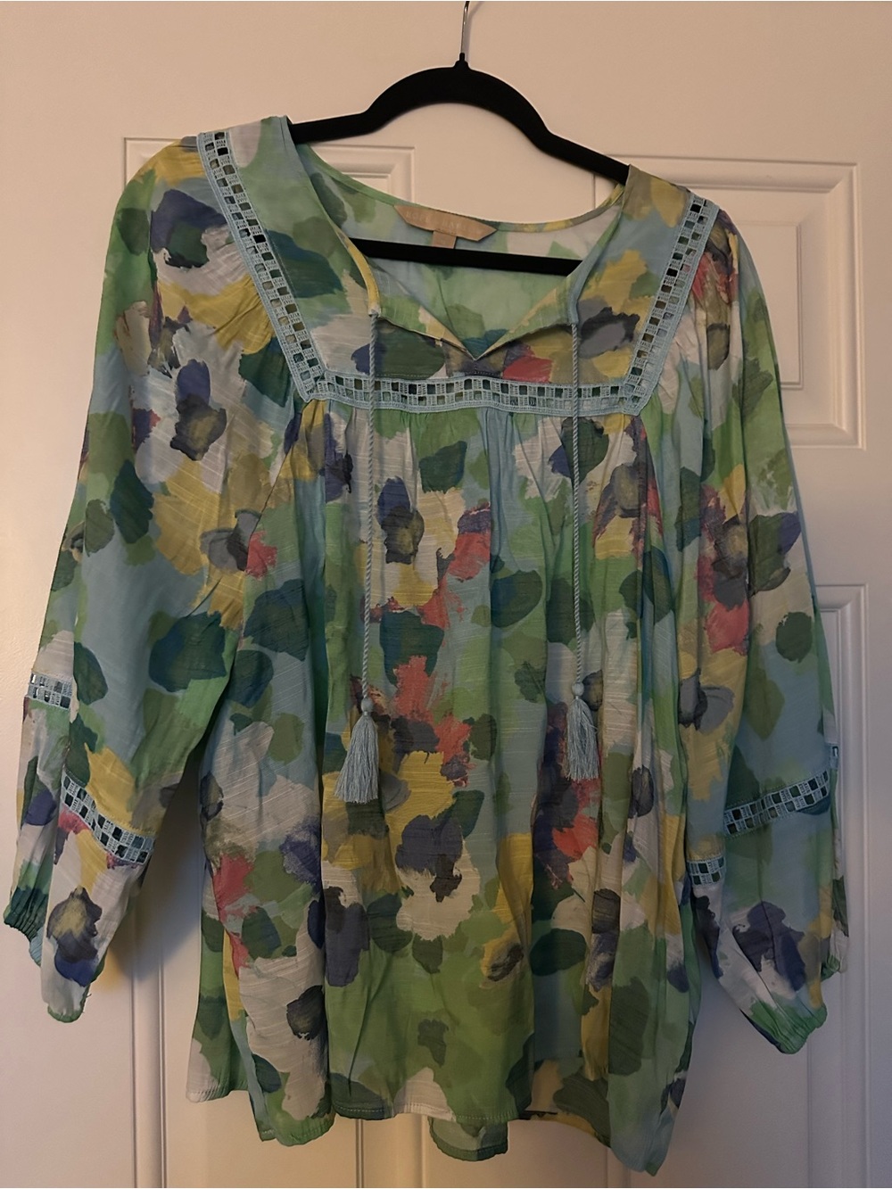 Hope & Harlow Patterned colorful peasant blouse XL - Picture 1 of 4